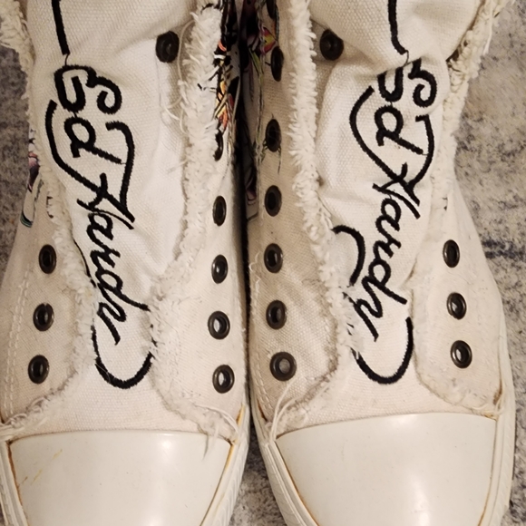 ED HARDY Y2K White High-Top Sneakers!!!! LIKE NEW! - Picture 8 of 10